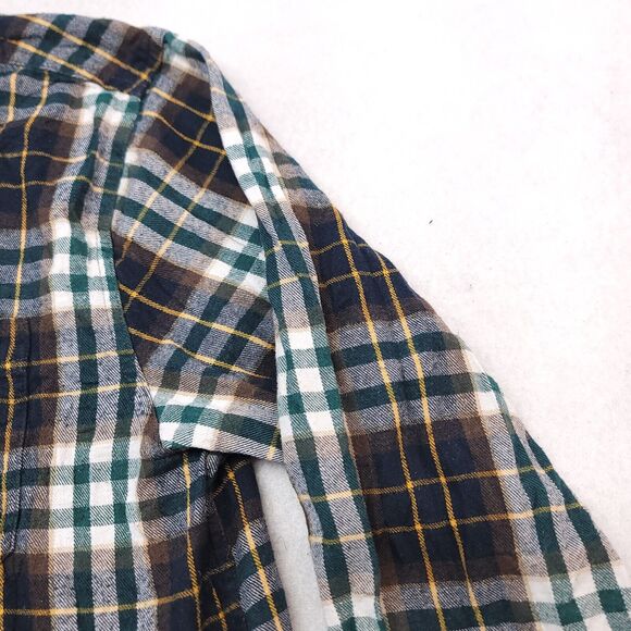 Blue Mountain Tartan Flannel Long Sleeve Button Up Shirt Mens Size L Brown Green - Picture 5 of 10